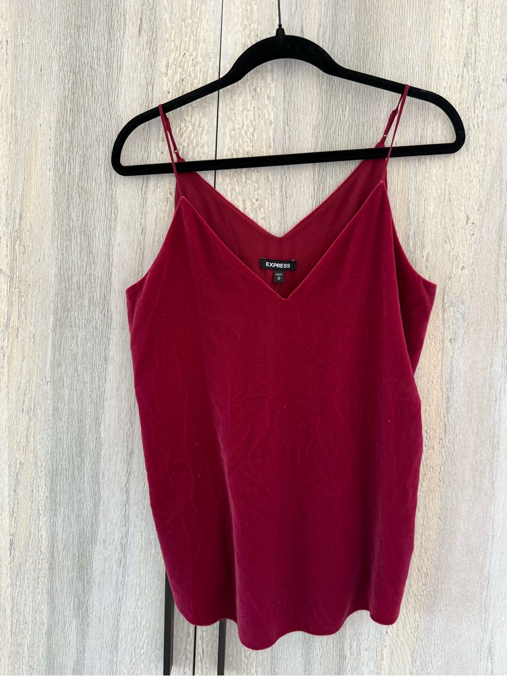 Express Women's Burgundy V-Neck Satin-Feel Camisole